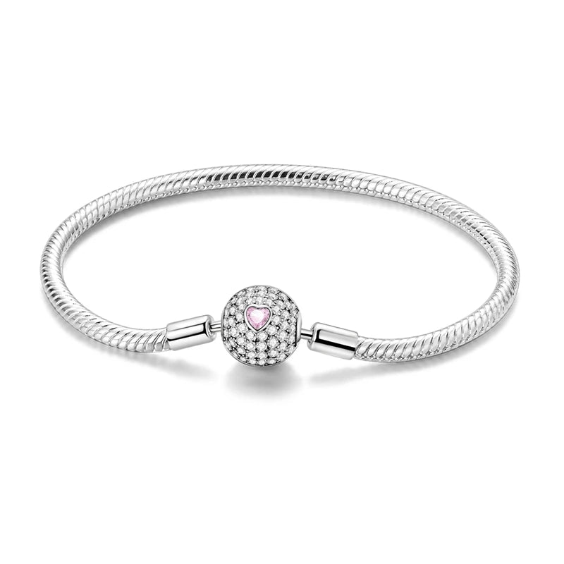 925 Sterling Silver Charm Bracelet for Women | Adjustable Star & Heart CZ Bracelet Fits Charm Beads
