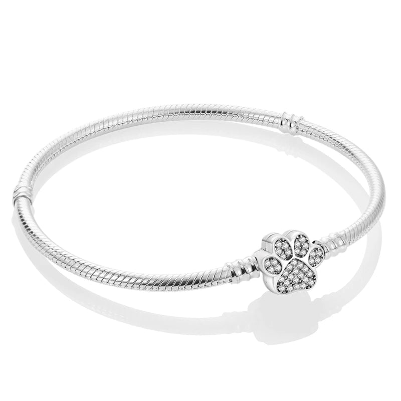 925 Sterling Silver Charm Bracelet for Women | Adjustable Star & Heart CZ Bracelet Fits Charm Beads