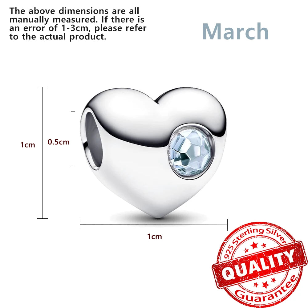 Exquisite 925 Sterling Silver Twelve Constellations and Month Stone Bead Pendants Fit DIY Bracelet Necklace Party Birthday Gifts