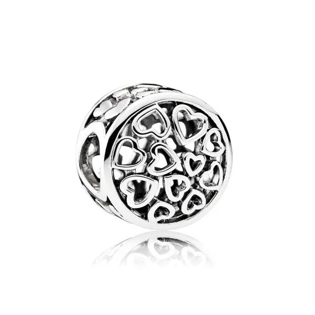 925 Sterling Silver Charm Beads Fit Bracelet Heart Star Flower DIY Jewelry For Women Gift Team Bride Grandma Family Tree