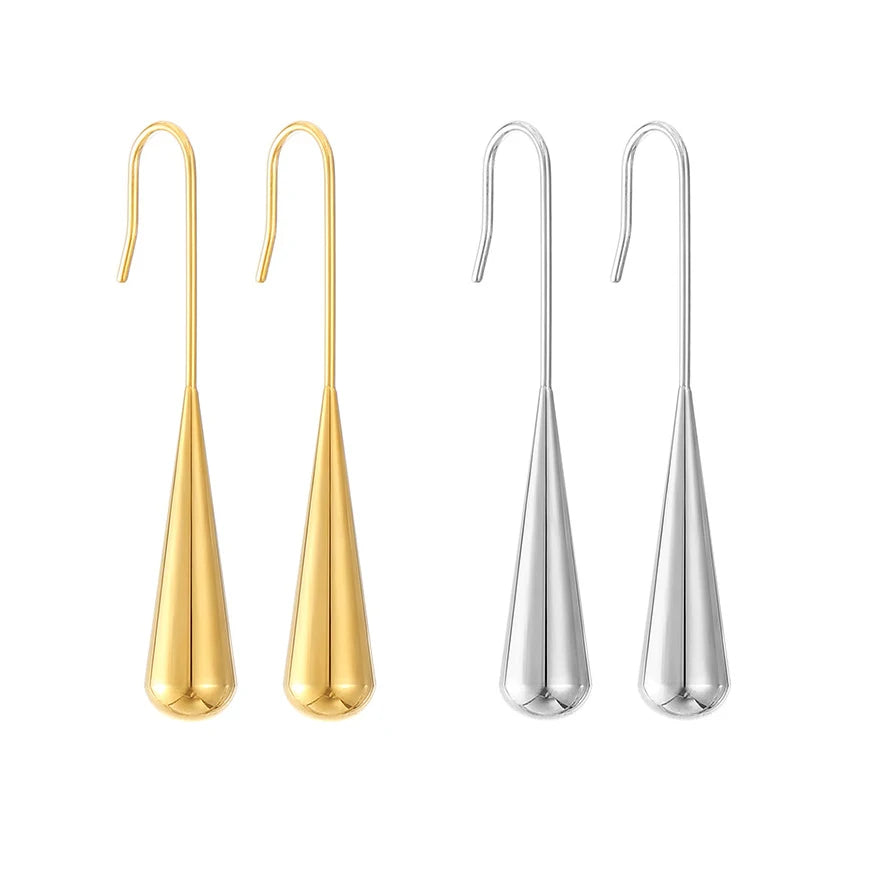 Waterproof Stainless Steel Waterdrop Earrings | Tarnish Resistant Gold Teardrop Earrings | Hypoallergenic Everyday Jewelry for Women | Minimalist Statement Earrings
