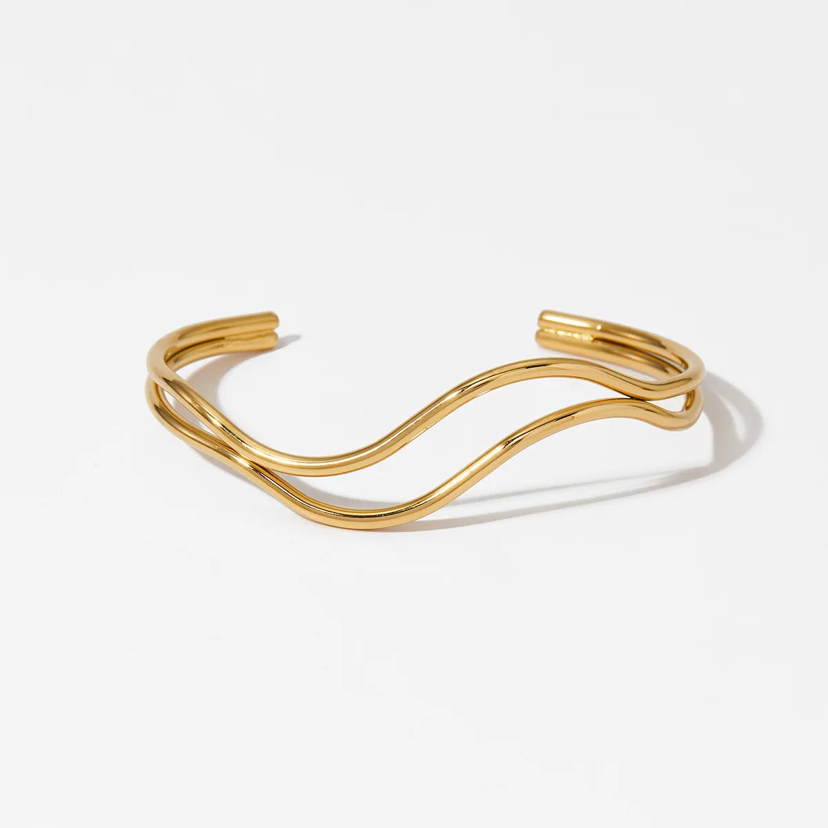 Stainless Steel PVD Double Wire Bracelet Thin River-shape Wave Bracelet Waterproof