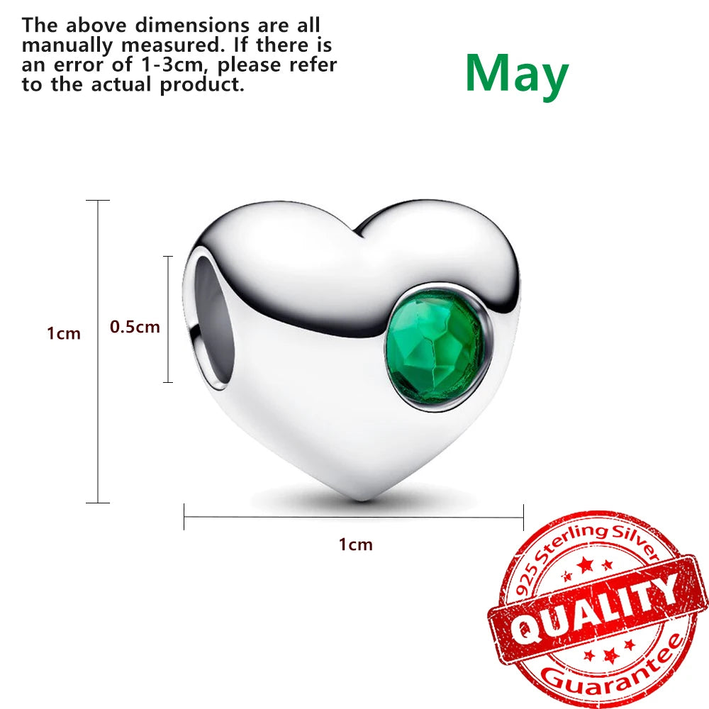 Exquisite 925 Sterling Silver Twelve Constellations and Month Stone Bead Pendants Fit DIY Bracelet Necklace Party Birthday Gifts