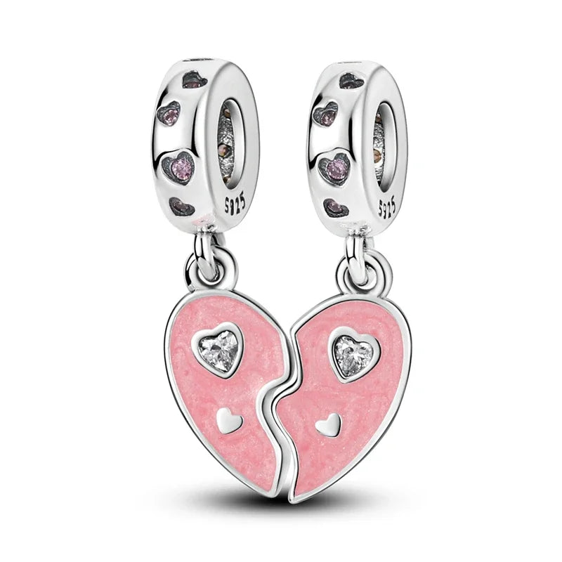 Original 925 Sterling Silver Charms Beads Family Affection Friendship Heart Charm Fit Original Bracelet DIY Women Jewelry Gift