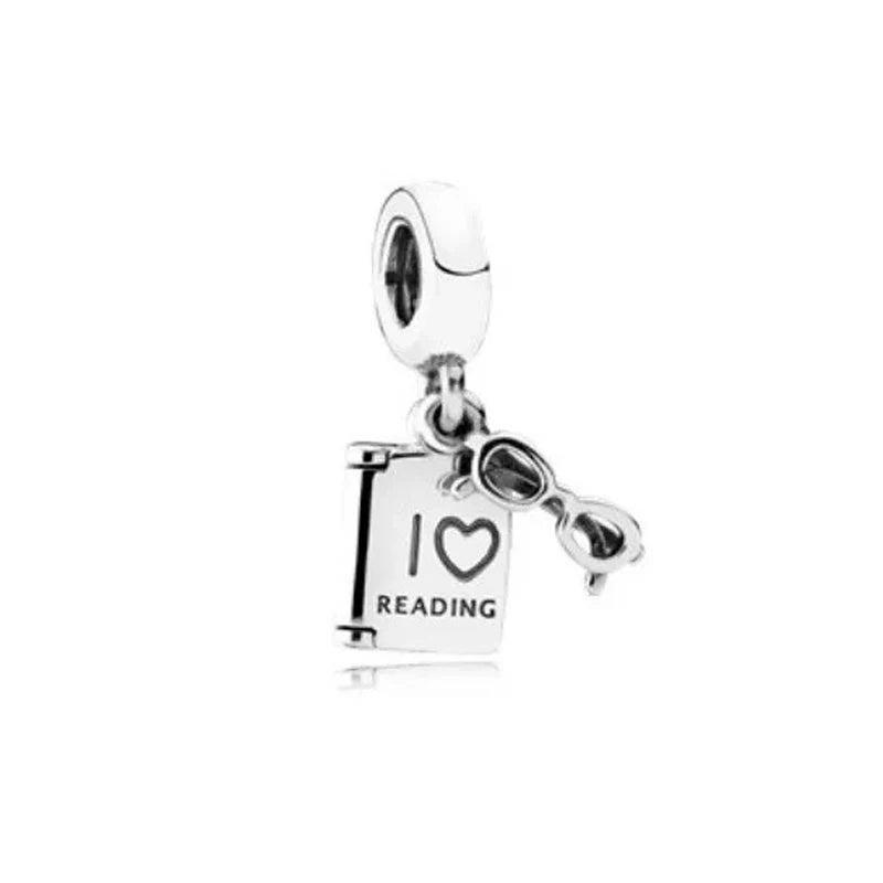 925 Sterling Silver I Love Reading Book Teacher Graduation Charms Beads Fit Original Pendant Bracelet DIY Fashion Woman Jewelry