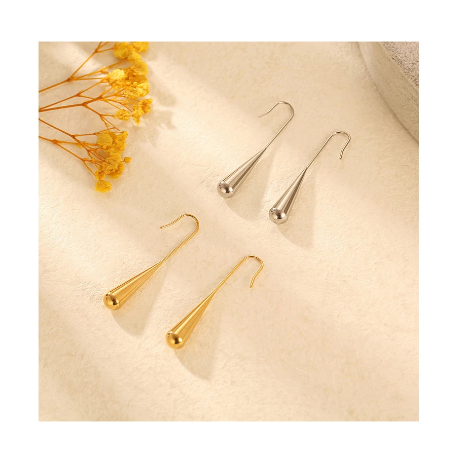 Waterproof Stainless Steel Waterdrop Earrings | Tarnish Resistant Gold Teardrop Earrings | Hypoallergenic Everyday Jewelry for Women | Minimalist Statement Earrings