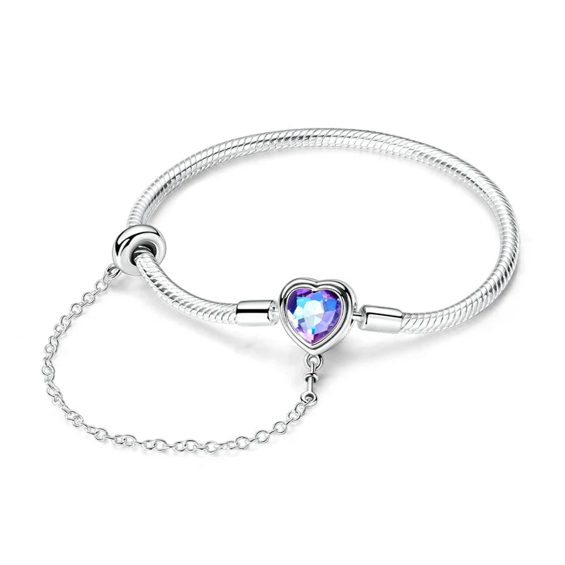 925 Sterling Silver Charm Bracelet for Women | Adjustable Star & Heart CZ Bracelet Fits Charm Beads