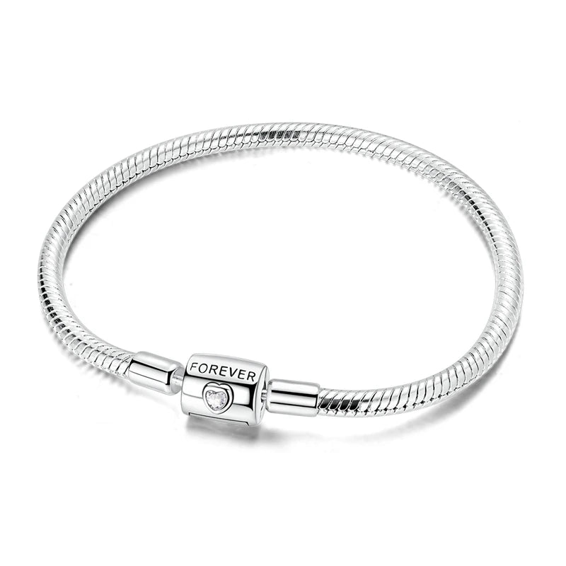 925 Sterling Silver Charm Bracelet for Women | Adjustable Star & Heart CZ Bracelet Fits Charm Beads