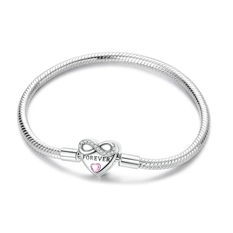 925 Sterling Silver Charm Bracelet for Women | Adjustable Star & Heart CZ Bracelet Fits Charm Beads