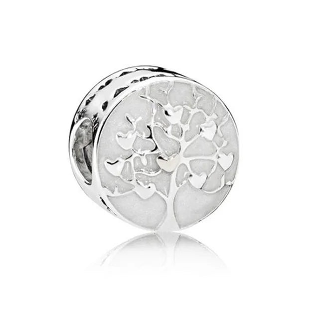925 Sterling Silver Charm Beads Fit Bracelet Heart Star Flower DIY Jewelry For Women Gift Team Bride Grandma Family Tree