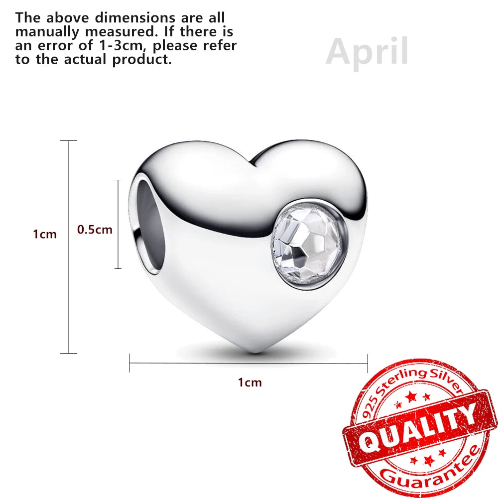 Exquisite 925 Sterling Silver Twelve Constellations and Month Stone Bead Pendants Fit DIY Bracelet Necklace Party Birthday Gifts