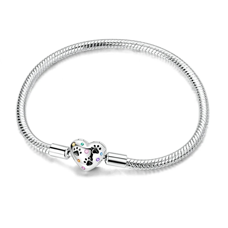 925 Sterling Silver Charm Bracelet for Women | Adjustable Star & Heart CZ Bracelet Fits Charm Beads