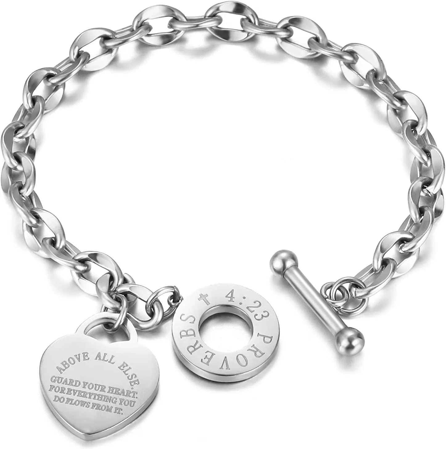 Stainless Steel Bracelet With Heart Pendant