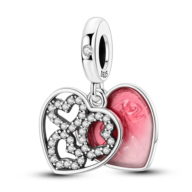 Original 925 Sterling Silver Charms Beads Family Affection Friendship Heart Charm Fit Original Bracelet DIY Women Jewelry Gift