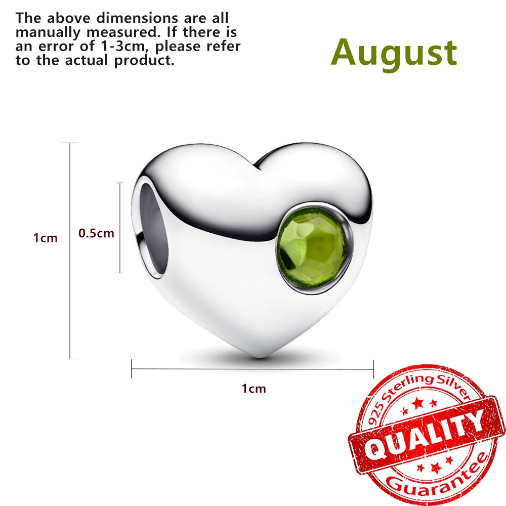 Exquisite 925 Sterling Silver Twelve Constellations and Month Stone Bead Pendants Fit DIY Bracelet Necklace Party Birthday Gifts