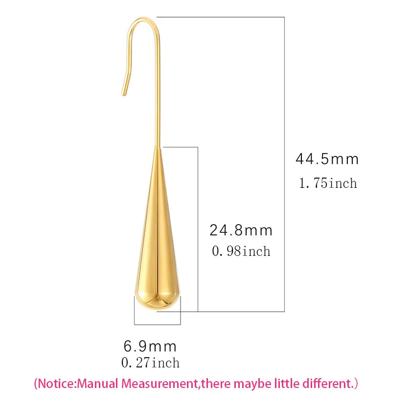 Waterproof Stainless Steel Waterdrop Earrings | Tarnish Resistant Gold Teardrop Earrings | Hypoallergenic Everyday Jewelry for Women | Minimalist Statement Earrings
