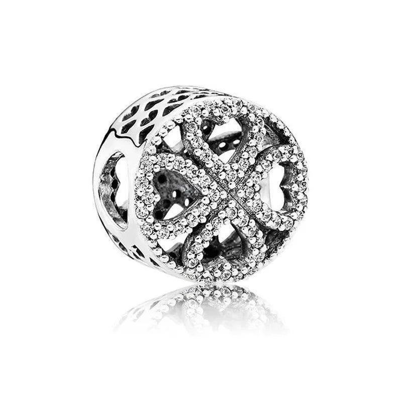925 Sterling Silver Charm Beads Fit Bracelet Heart Star Flower DIY Jewelry For Women Gift Team Bride Grandma Family Tree