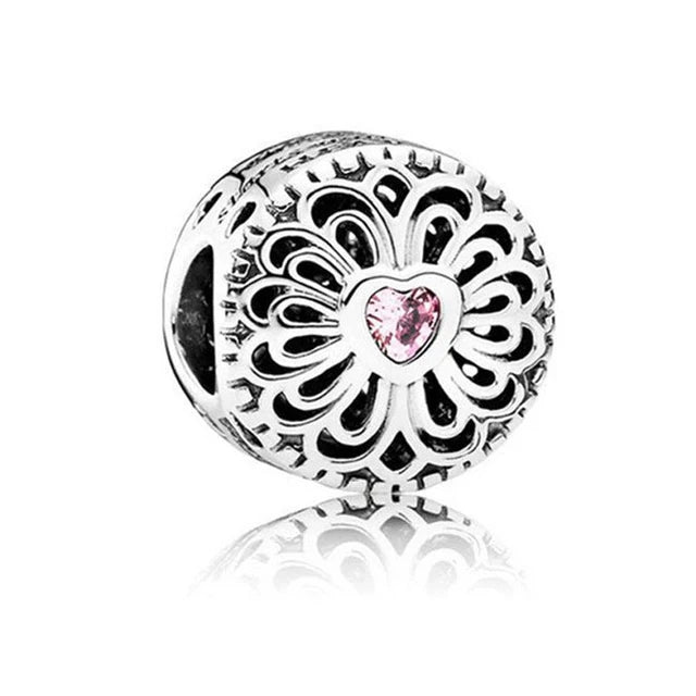 925 Sterling Silver Charm Beads Fit Bracelet Heart Star Flower DIY Jewelry For Women Gift Team Bride Grandma Family Tree