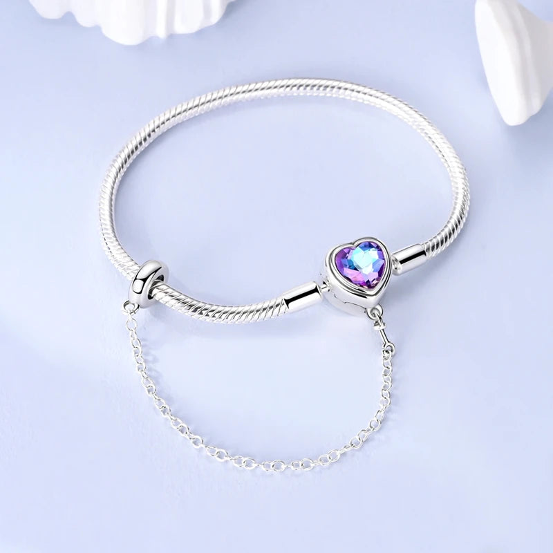 925 Sterling Silver Charm Bracelet for Women | Adjustable Star & Heart CZ Bracelet Fits Charm Beads