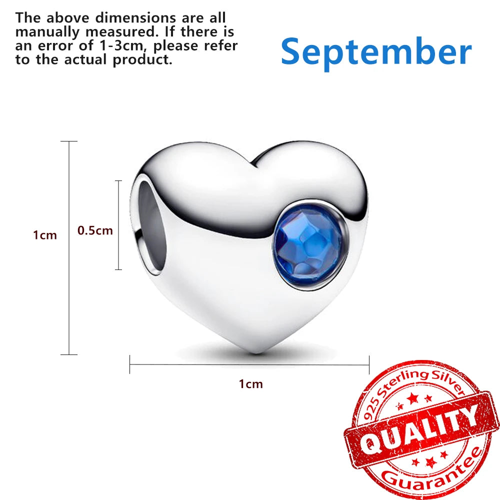 Exquisite 925 Sterling Silver Twelve Constellations and Month Stone Bead Pendants Fit DIY Bracelet Necklace Party Birthday Gifts