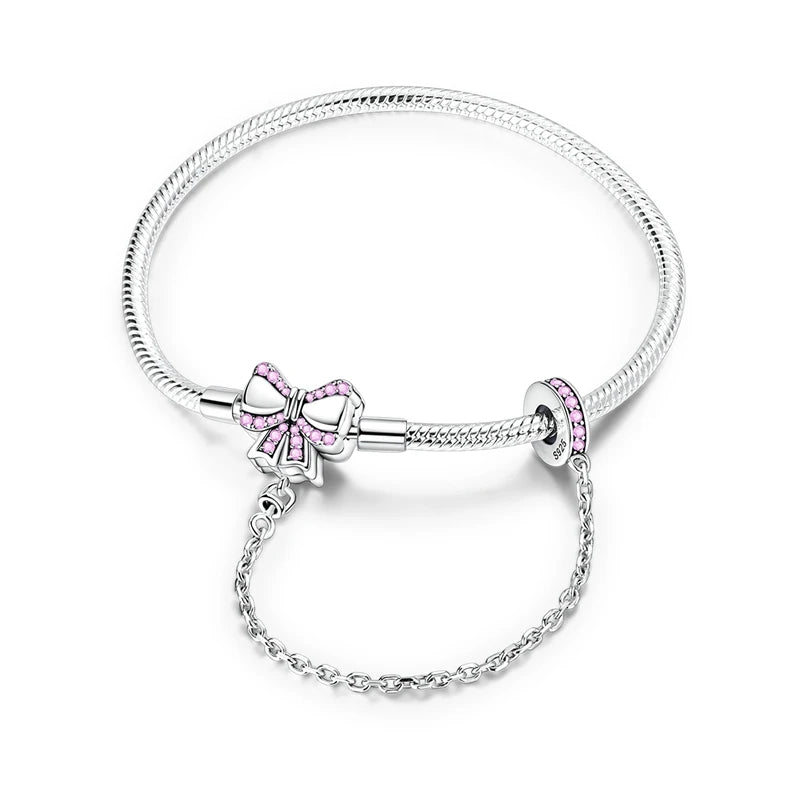 925 Sterling Silver Charm Bracelet for Women | Adjustable Star & Heart CZ Bracelet Fits Charm Beads