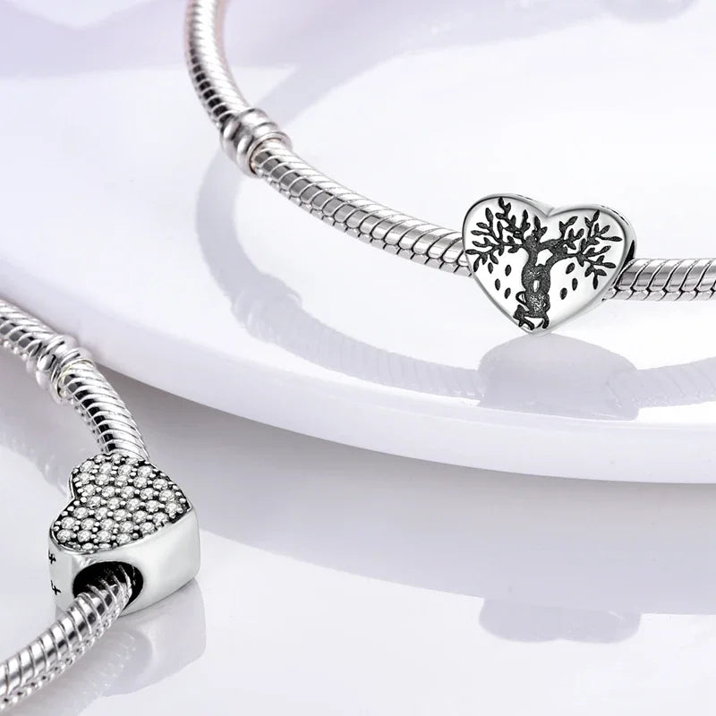 Original 925 Sterling Silver Charms Beads Family Affection Friendship Heart Charm Fit Original Bracelet DIY Women Jewelry Gift