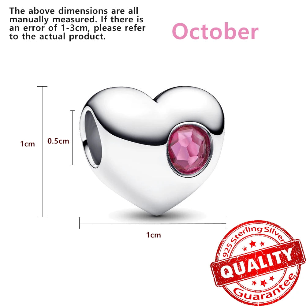 Exquisite 925 Sterling Silver Twelve Constellations and Month Stone Bead Pendants Fit DIY Bracelet Necklace Party Birthday Gifts