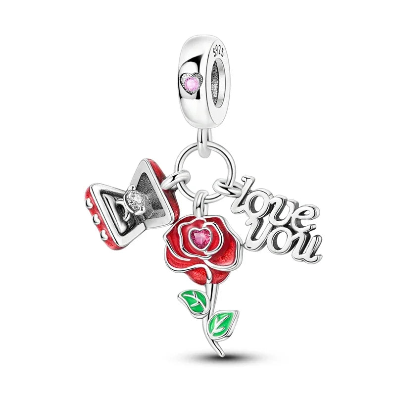 Original 925 Sterling Silver Charms Beads Family Affection Friendship Heart Charm Fit Original Bracelet DIY Women Jewelry Gift
