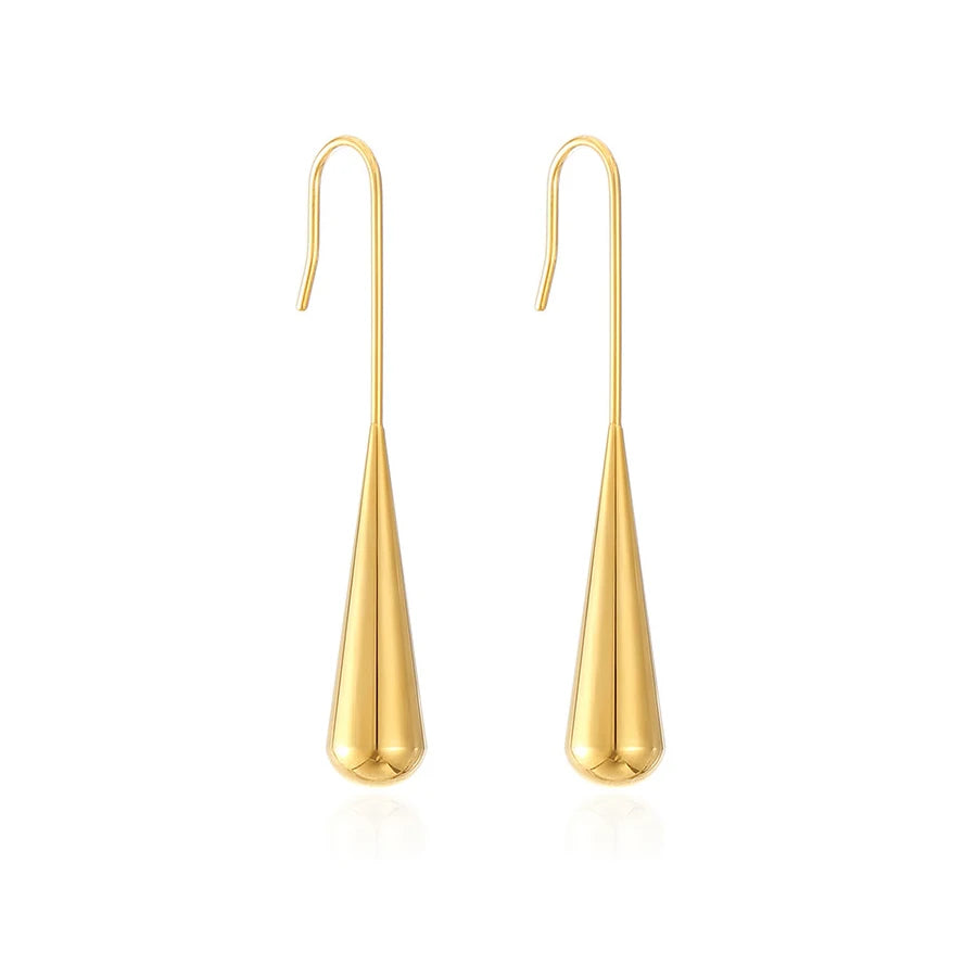 Waterproof Stainless Steel Waterdrop Earrings | Tarnish Resistant Gold Teardrop Earrings | Hypoallergenic Everyday Jewelry for Women | Minimalist Statement Earrings