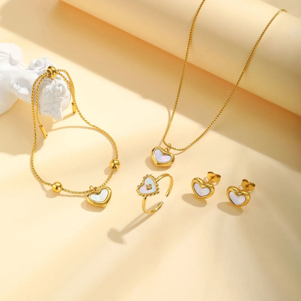 Waterproof Heart Charm Bracelet for Women | Adjustable Stainless Steel Love Chain Bracelet | Tarnish-Resistant Gold Bracelet | Gift for Her
