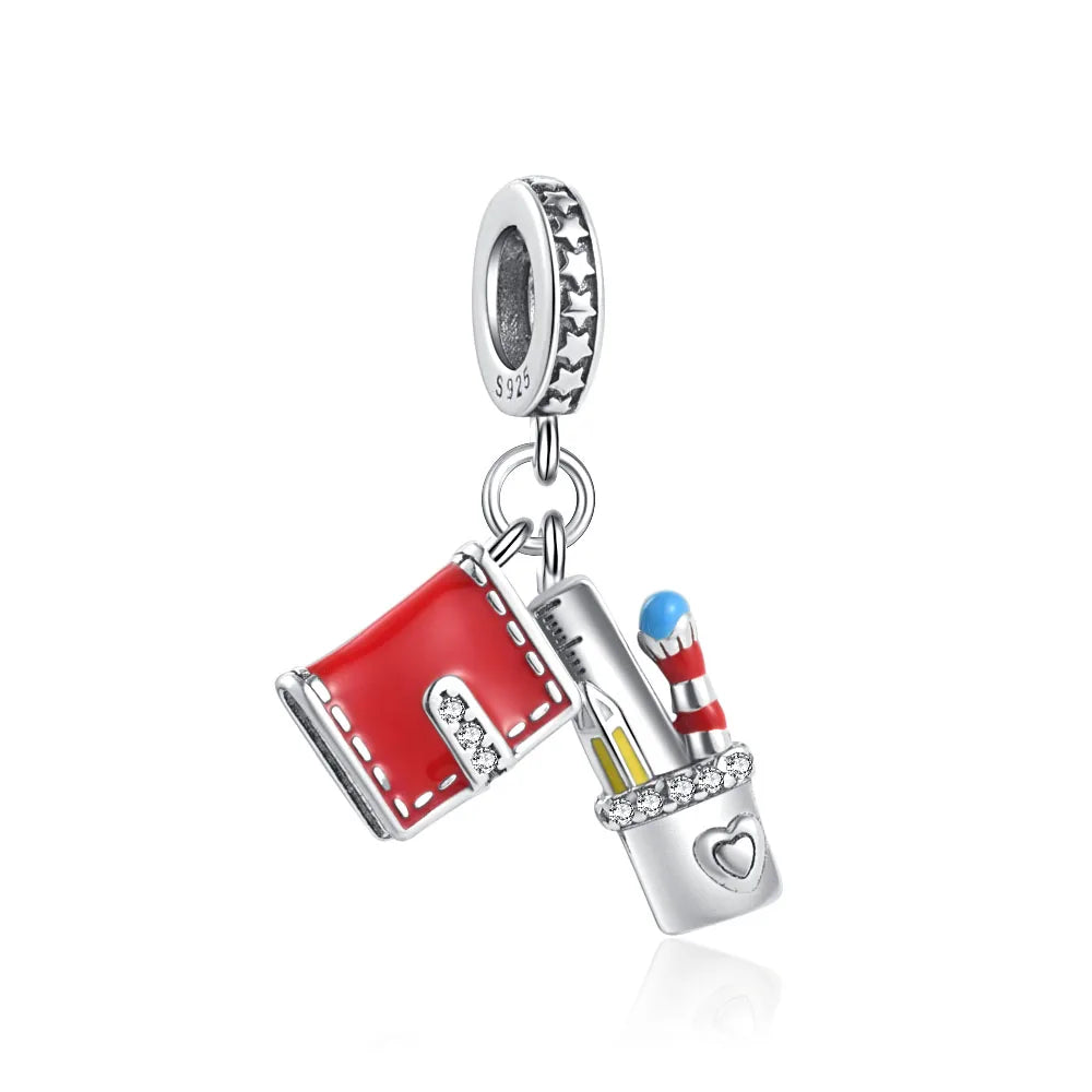 925 Sterling Silver I Love Reading Book Teacher Graduation Charms Beads Fit Original Pendant Bracelet DIY Fashion Woman Jewelry