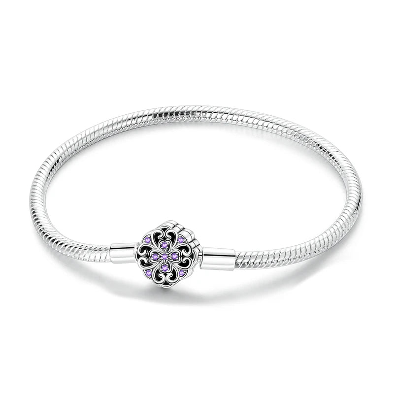 925 Sterling Silver Charm Bracelet for Women | Adjustable Star & Heart CZ Bracelet Fits Charm Beads