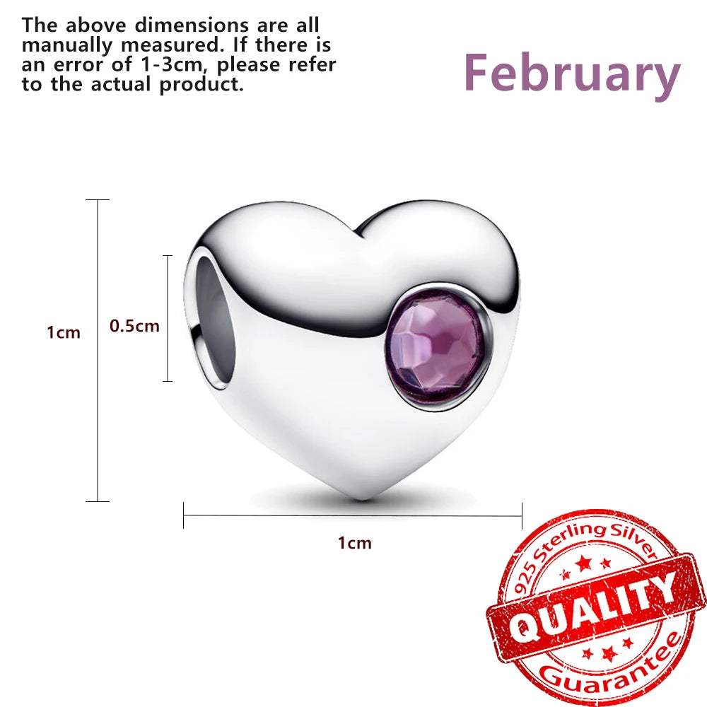 Exquisite 925 Sterling Silver Twelve Constellations and Month Stone Bead Pendants Fit DIY Bracelet Necklace Party Birthday Gifts