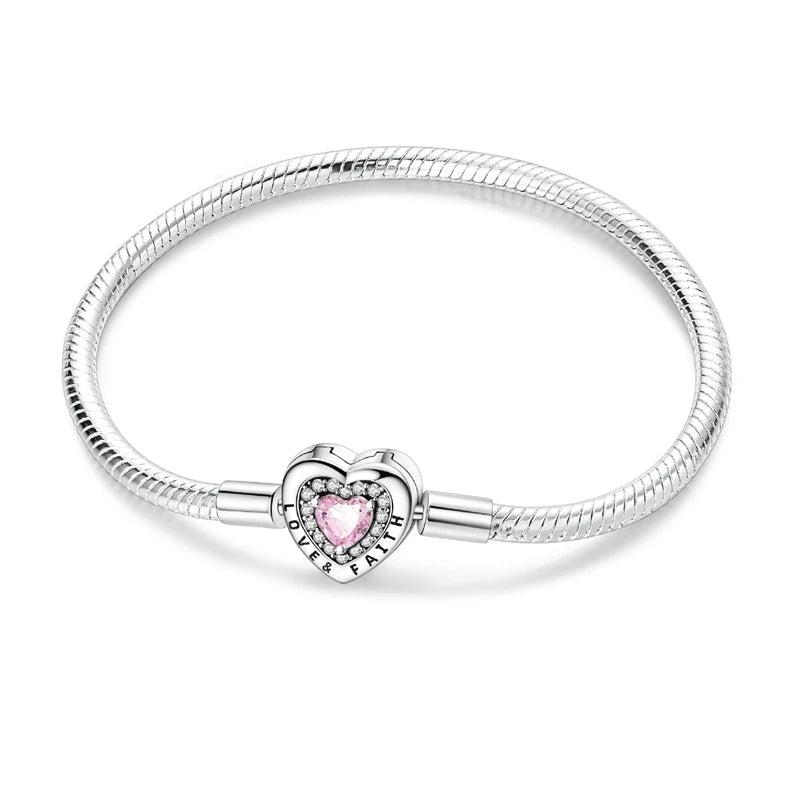 925 Sterling Silver Charm Bracelet for Women | Adjustable Star & Heart CZ Bracelet Fits Charm Beads