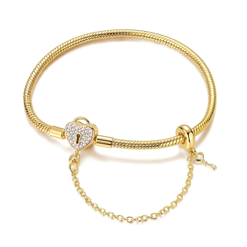 925 Sterling Silver Charm Bracelet for Women | Adjustable Star & Heart CZ Bracelet Fits Charm Beads