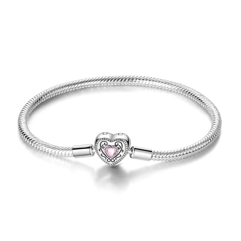 925 Sterling Silver Charm Bracelet for Women | Adjustable Star & Heart CZ Bracelet Fits Charm Beads