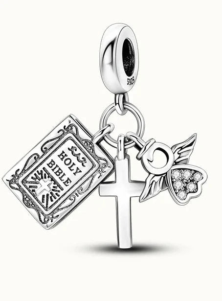 Religious Series Original Charms 925 Silver Bible Cross Dove of Peace Beads Pendant Fit Diy Women's Bracelet Jewelry Gift Making