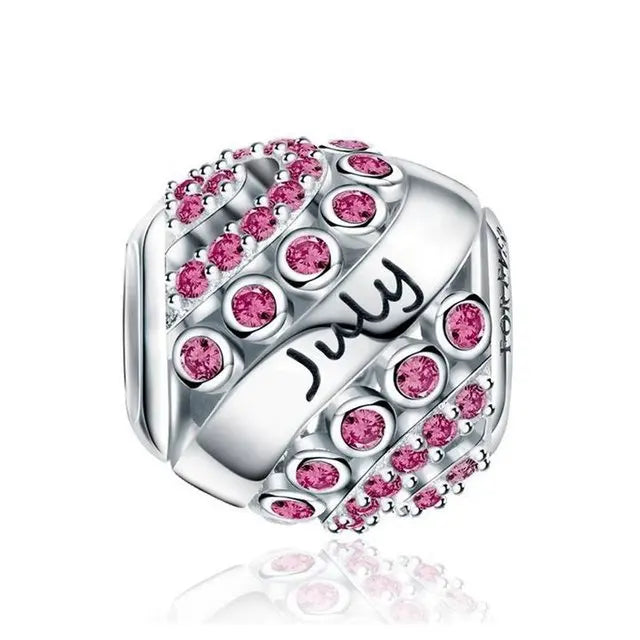 New 2025 925 Silver Birth stone Collection Charm Green Red Pink Yellow Bead Fit Original Bracelet Women Jewelry Gift DIY