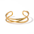Waterproof Stainless Steel Geometric Exaggerated Big Cuff Bracelet Bangle
