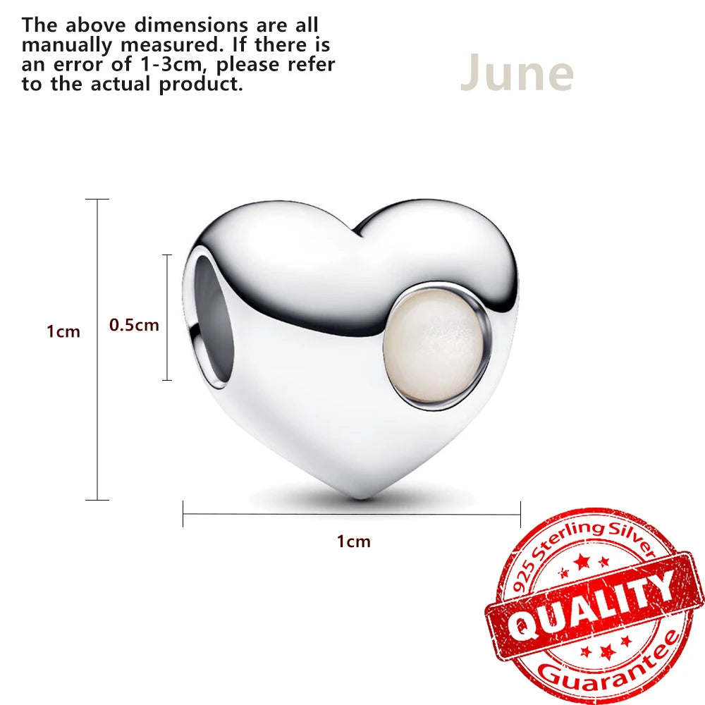 Exquisite 925 Sterling Silver Twelve Constellations and Month Stone Bead Pendants Fit DIY Bracelet Necklace Party Birthday Gifts