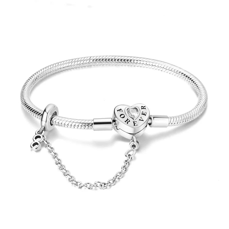 925 Sterling Silver Charm Bracelet for Women | Adjustable Star & Heart CZ Bracelet Fits Charm Beads