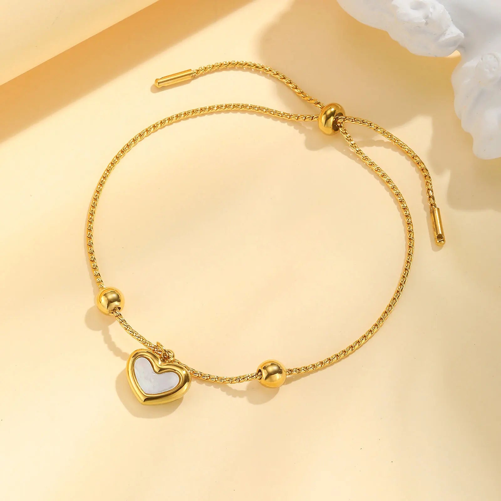 Waterproof Heart Charm Bracelet for Women | Adjustable Stainless Steel Love Chain Bracelet | Tarnish-Resistant Gold Bracelet | Gift for Her