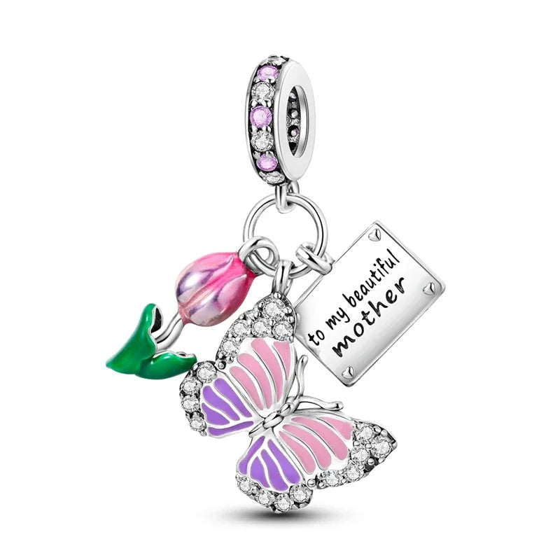 Original 925 Sterling Silver Charms Beads Family Affection Friendship Heart Charm Fit Original Bracelet DIY Women Jewelry Gift