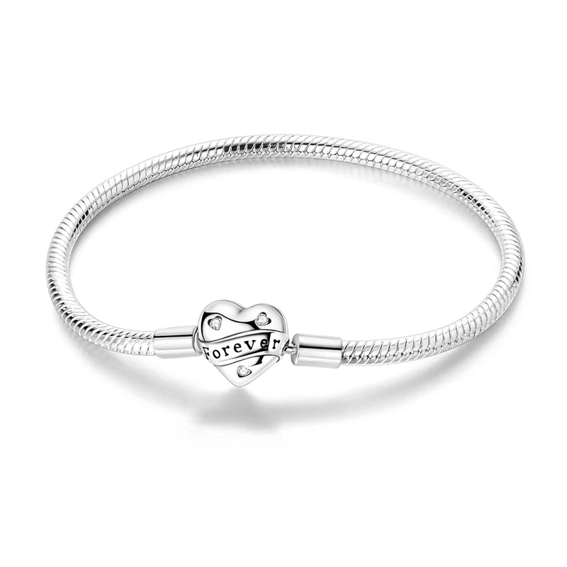 925 Sterling Silver Charm Bracelet for Women | Adjustable Star & Heart CZ Bracelet Fits Charm Beads