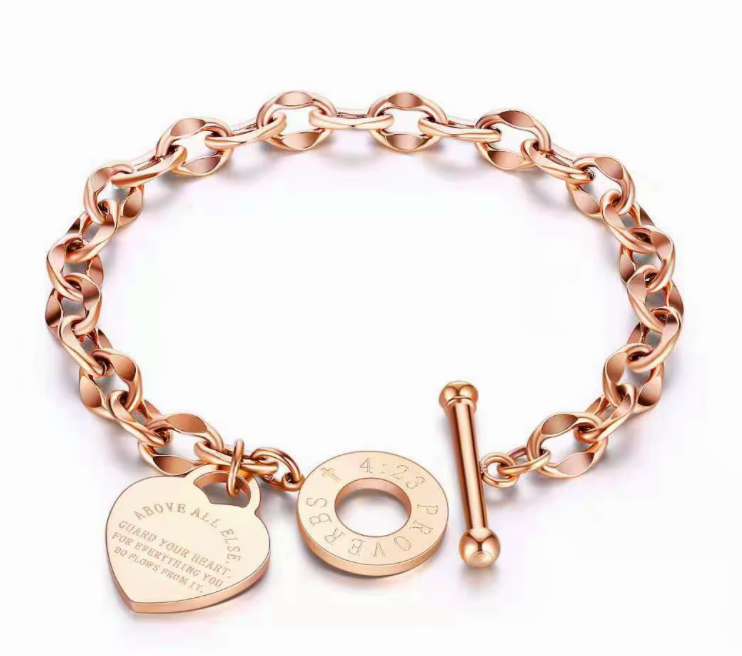 Stainless Steel Bracelet With Heart Pendant