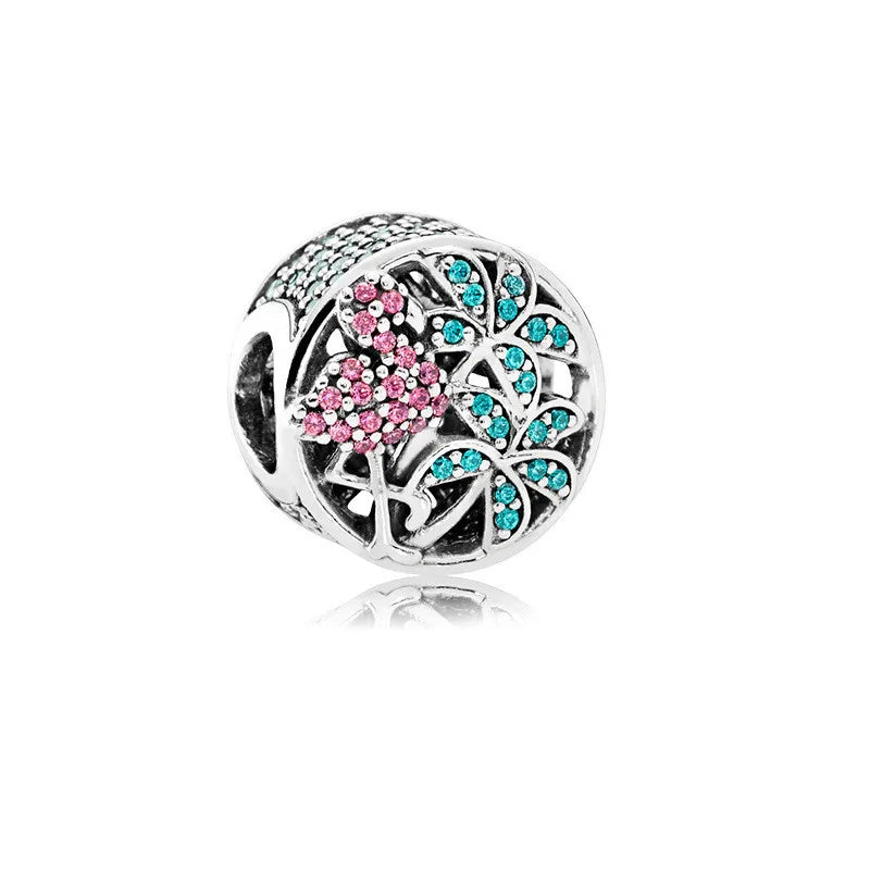 925 Sterling Silver Charm Beads Fit Bracelet Heart Star Flower DIY Jewelry For Women Gift Team Bride Grandma Family Tree