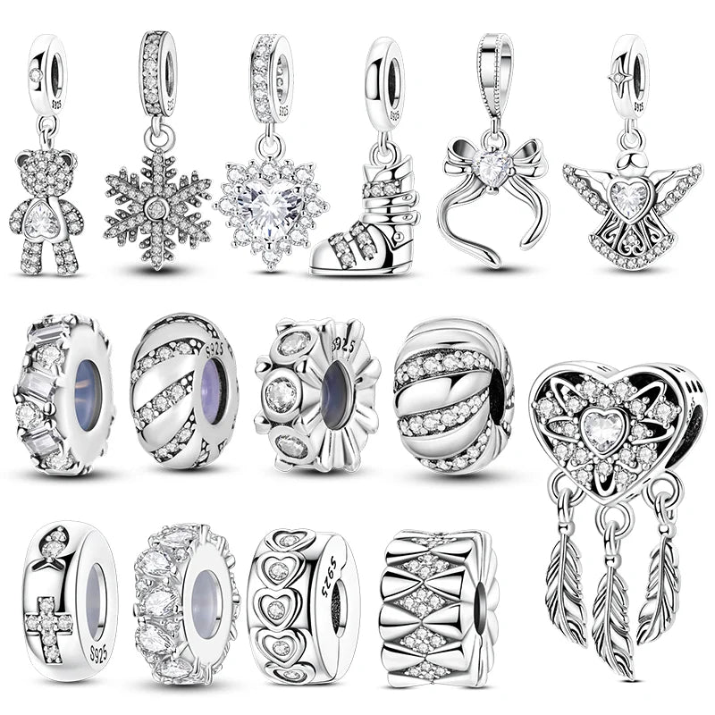 Original 925 Sterling Silver Charms Boot Dreamcatcher Bow Beads Pendants Fit Bracelet Necklace DIY Pendants Jewelry Women Gift