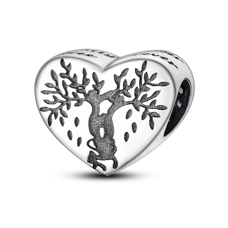 Original 925 Sterling Silver Charms Beads Family Affection Friendship Heart Charm Fit Original Bracelet DIY Women Jewelry Gift