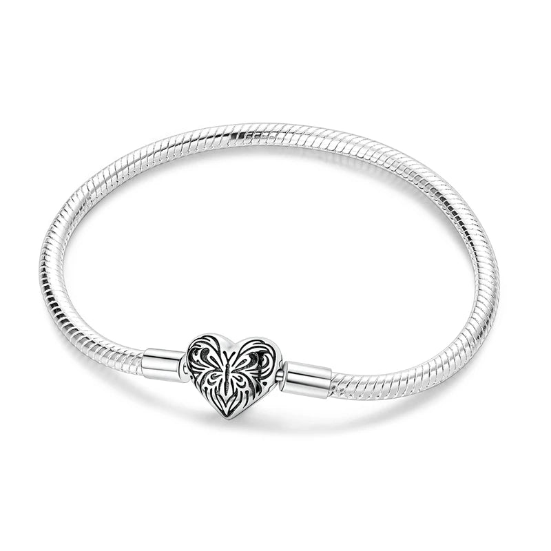 925 Sterling Silver Charm Bracelet for Women | Adjustable Star & Heart CZ Bracelet Fits Charm Beads