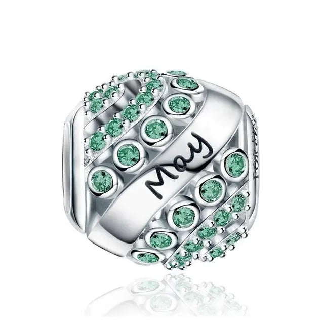 New 2025 925 Silver Birth stone Collection Charm Green Red Pink Yellow Bead Fit Original Bracelet Women Jewelry Gift DIY